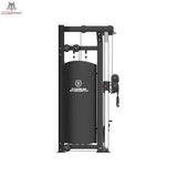 Titanium Strength Black Series Functional Trainer in Schwarz, Rückansicht mit verkleidetem Gewichtsstapel