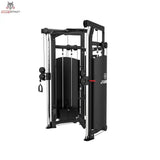 Titanium Strength Black Series Functional Trainer in Schwarz, Schrägansicht mit zwei verstellbaren Zugarmen