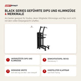 Titanium Strength Black Series Geführte Dips und Klimmzüge mit 4 Merkmalen: Unterstützte Dips und Klimmzüge, Gewichtsstapel 100 kg, Gebogene Griffe, Kniepolster klappbar