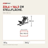 Maßbild Titanium Strength Black Series Hackenschmidt Kniebeuge Maschine: Stellfläche 224,6 × 164,3 cm, Höhe 128,2 cm