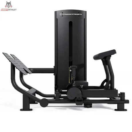 Titanium Strength Black Series Hip Thrust mit Steckgewichten – Seitenansicht mit Fußplattform, Hüftbügel und Rückenpolster