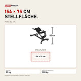 Maßbild Titanium Strength Black Series Hyperextension Bank: Stellfläche 154 × 75 cm, Höhe 82 cm