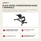 Titanium Strength Black Series Hyperextension Bank mit 4 Merkmalen: Rückenstrecker-Übungen an einer eigenen Station, Ovalrohr 50 × 100 mm, Belastbar bis 200 kg, Eigengewicht 59 kg für einen festen Stand