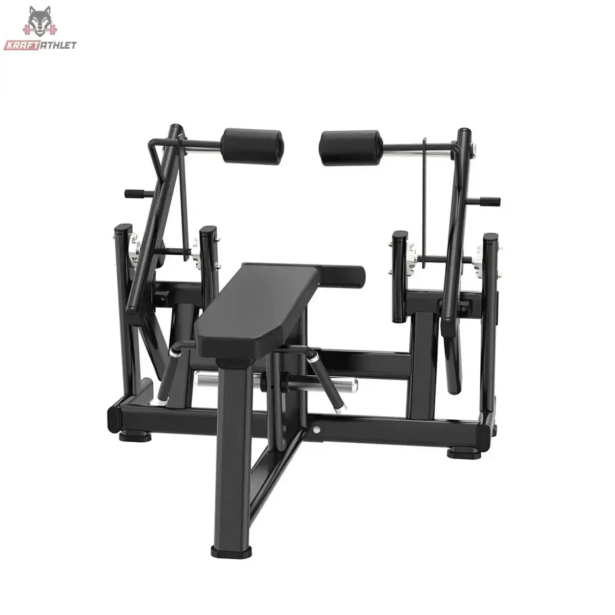 Titanium Strength Black Series IsoLateral Beinbeuger Liegend in Frontansicht auf Liegefläche und zwei Hebelarme