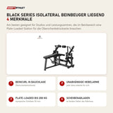 Titanium Strength Black Series IsoLateral Beinbeuger Liegend mit 4 Merkmalen: Beincurl in Bauchlage, Unabhängige Hebelarme, Plate-Loaded bis 200 kg, Scheibenablagen