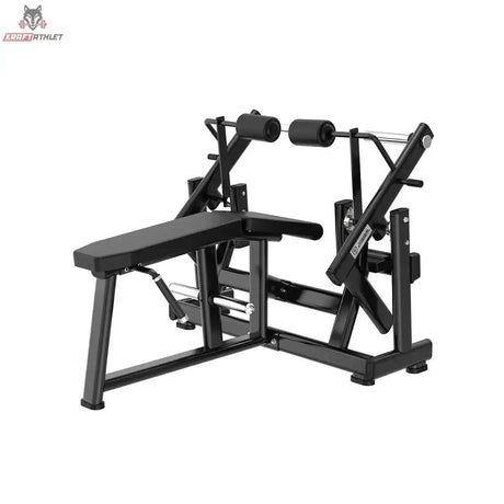 Titanium Strength Black Series IsoLateral Beinbeuger Liegend in Schrägansicht mit Liegepolster und Beinrollen