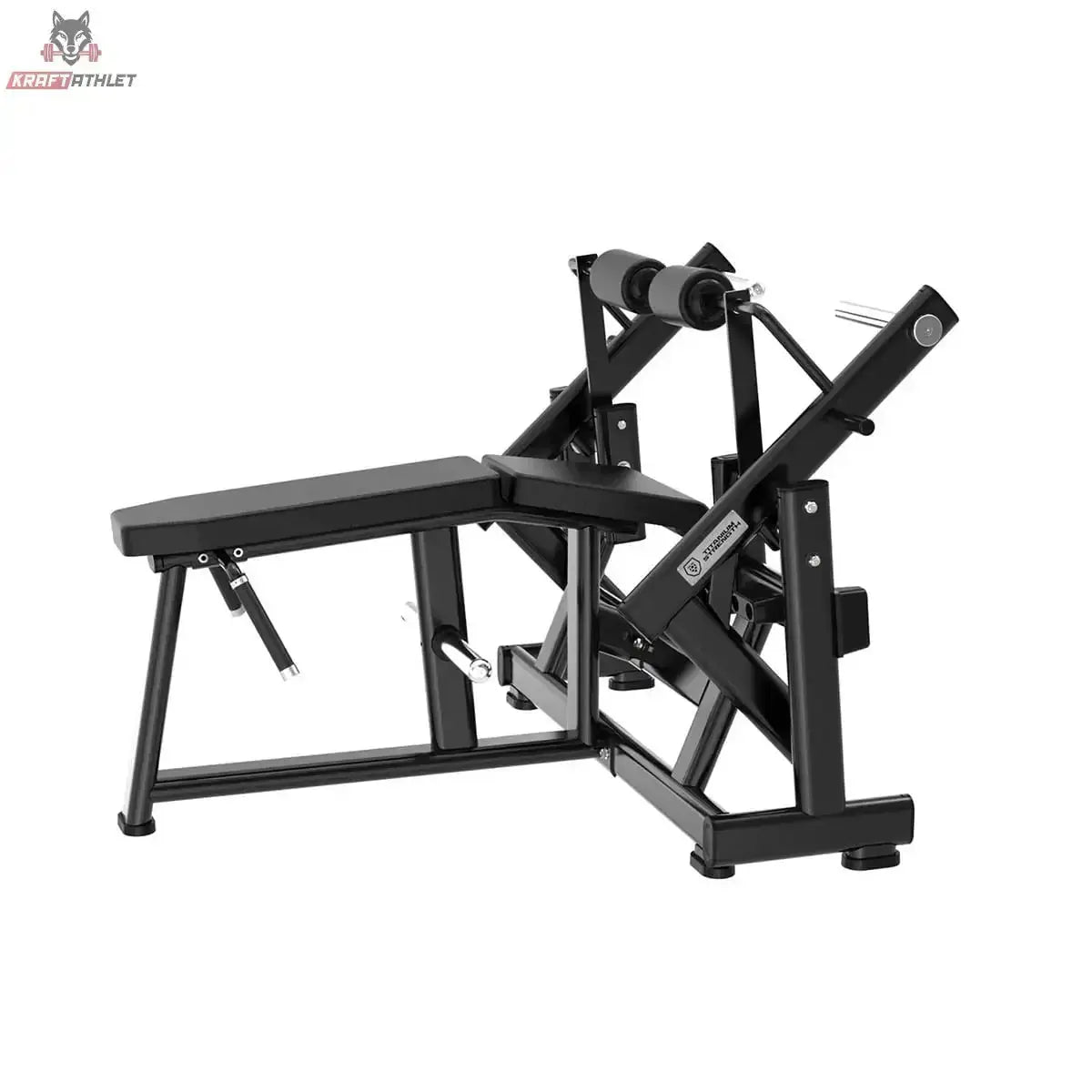 Titanium Strength Black Series IsoLateral Beinbeuger Liegend in Seitenansicht mit Hebelarm und Scheibenaufnahme