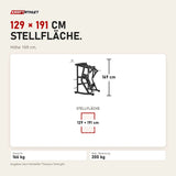 Maßbild Titanium Strength Black Series IsoLateral Bench Press Brustpresse: Stellfläche 129 × 191 cm, Höhe 169 cm