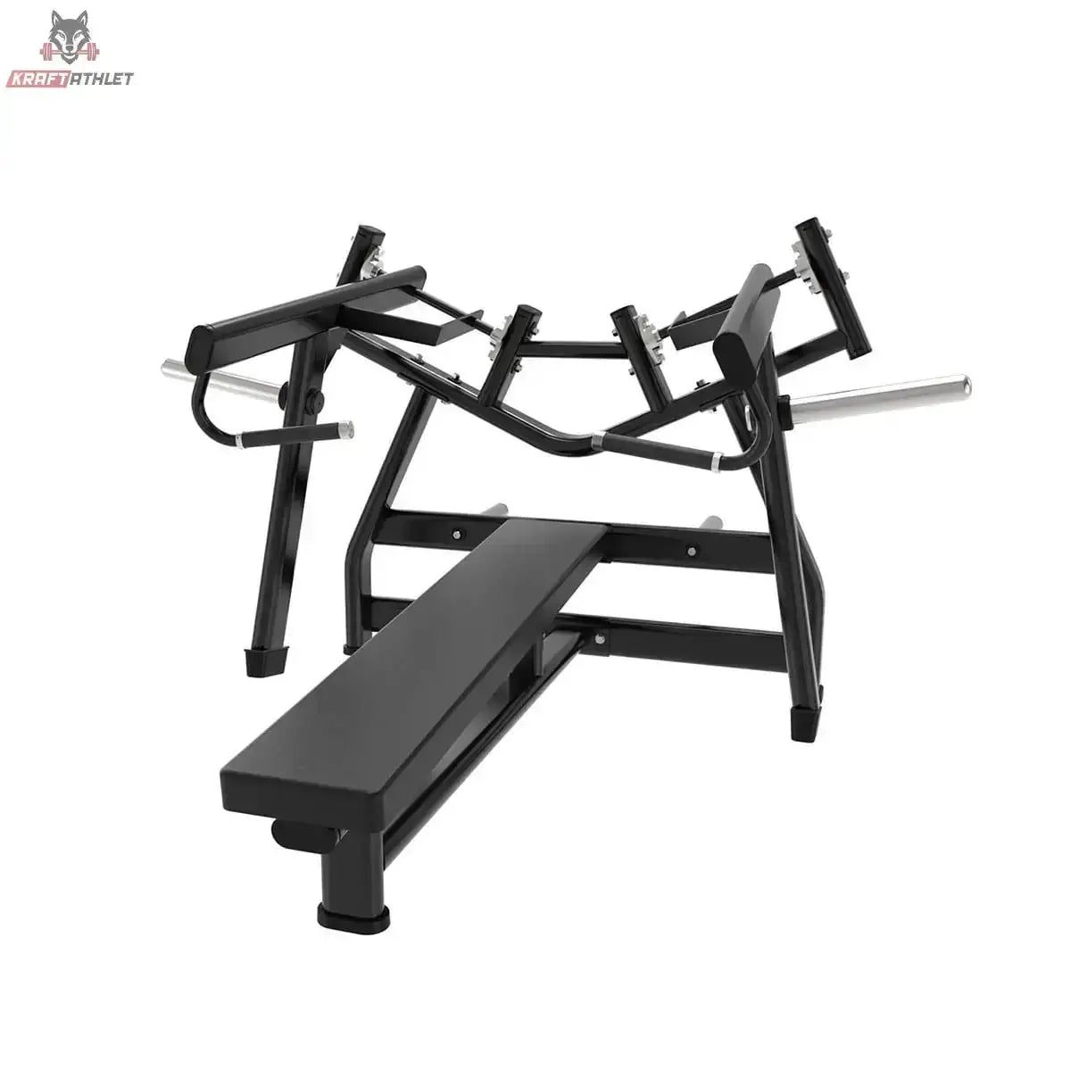 Titanium Strength Black Series IsoLateral Brustpresse Horizontal – Frontansicht von oben mit Griffen und Bank