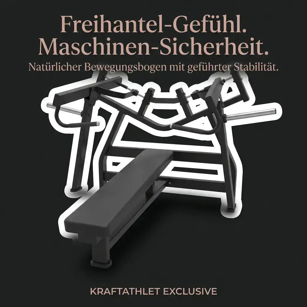 Titanium Strength Black Series IsoLateral Brustpresse Horizontal – Grafik mit hervorgehobenem Bewegungsbogen der Hebelarme