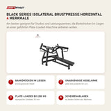 Titanium Strength Black Series IsoLateral Brustpresse Horizontal mit 4 Merkmalen: Bankdrücken im Liegen, Unabhängige Hebelarme, Plate-Loaded bis 200 kg, Scheibenablagen