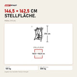 Maßbild Titanium Strength Black Series IsoLateral D.Y. Row Rudermaschine: Stellfläche 146,5 × 162,5 cm, Höhe 214 cm