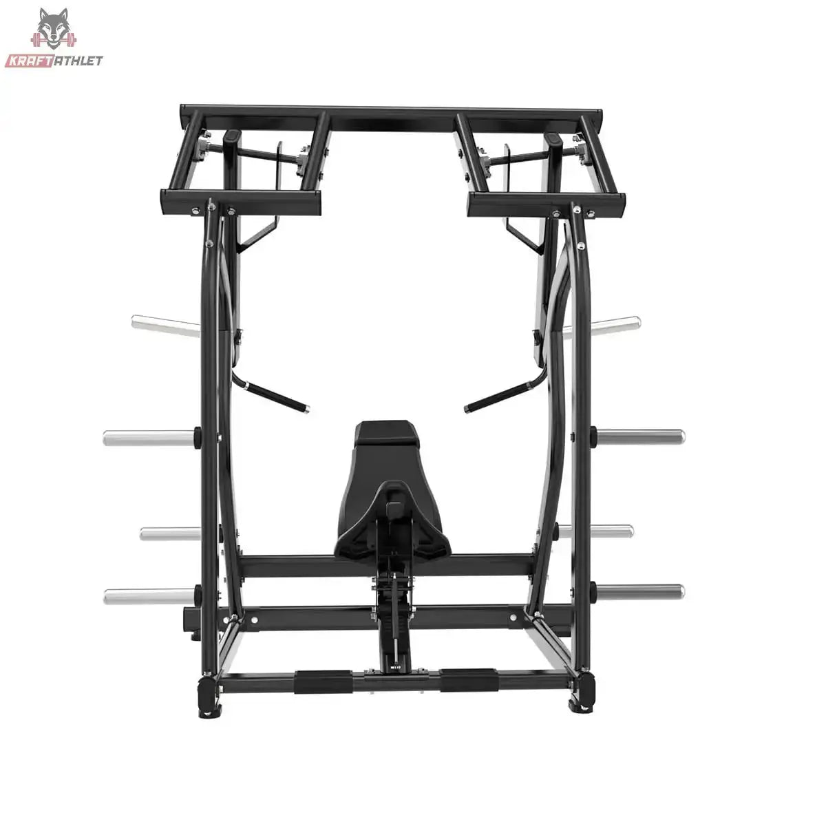 Titanium Strength Black Series IsoLateral Geneigte Schulterpresse in Frontansicht mit Rückenpolster
