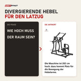 Frage und Antwort zu Titanium Strength Black Series IsoLateral Latzug: Wie hoch muss der Raum sein?