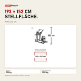 Maßbild Titanium Strength Black Series IsoLateral Latzug: Stellfläche 193 × 152 cm, Höhe 202 cm