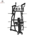 Titanium Strength Black Series IsoLateral Rowing Lat Pulldown Latzug in Frontansicht mit Griffen und Scheibenhaltern