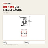 Maßbild Titanium Strength Black Series IsoLateral Rowing Lat Pulldown Latzug: Stellfläche 160 × 160 cm, Höhe 203 cm