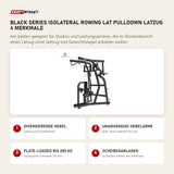 Titanium Strength Black Series IsoLateral Rowing Lat Pulldown Latzug mit 4 Merkmalen: Divergierende Hebel, Unabhängige Hebelarme, Plate-Loaded bis 200 kg, Scheibenablagen