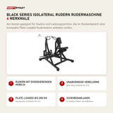 Titanium Strength Black Series IsoLateral Rudern Rudermaschine mit 4 Merkmalen: Rudern mit divergierenden Hebeln, Unabhängige Hebelarme, Plate-Loaded bis 200 kg, Scheibenablagen