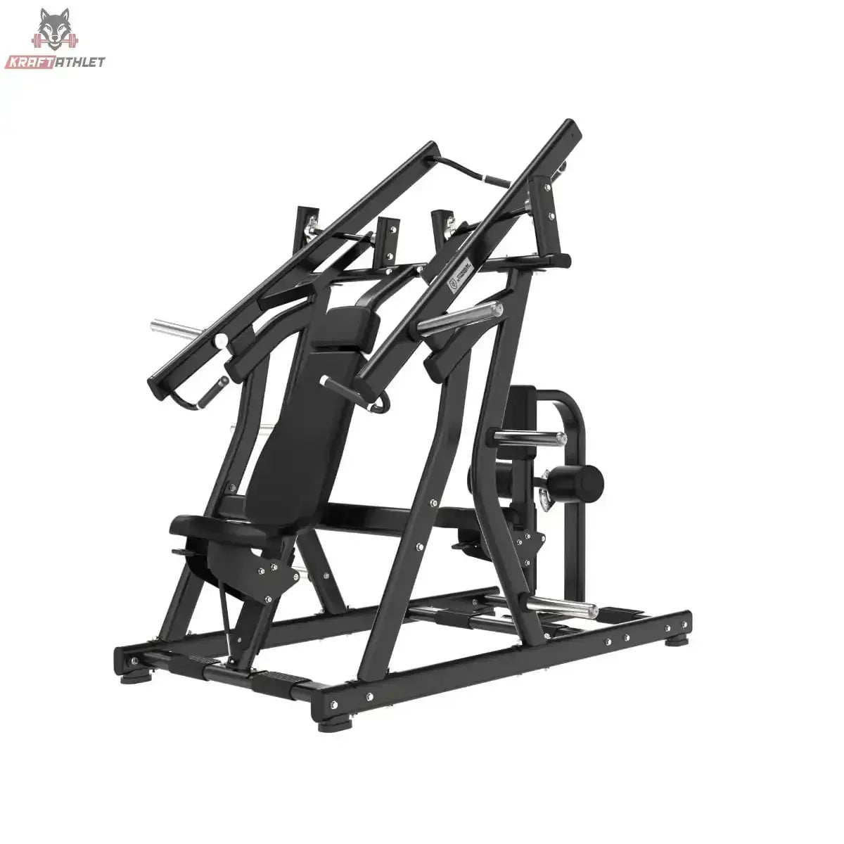 Titanium Strength Black Series IsoLateral Brustpresse und Latzug – Schrägansicht von links mit Hebelarmen und Scheibenaufnahmen