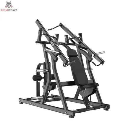 Titanium Strength Black Series IsoLateral Brustpresse und Latzug – Schrägansicht mit Sitz, Rückenpolster und zwei unabhängigen Hebelarmen