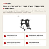 Titanium Strength Black Series IsoLateral Schulterpresse mit 4 Merkmalen: Schulterdrücken, Unabhängige Hebelarme, Plate-Loaded bis 200 kg, Scheibenablagen