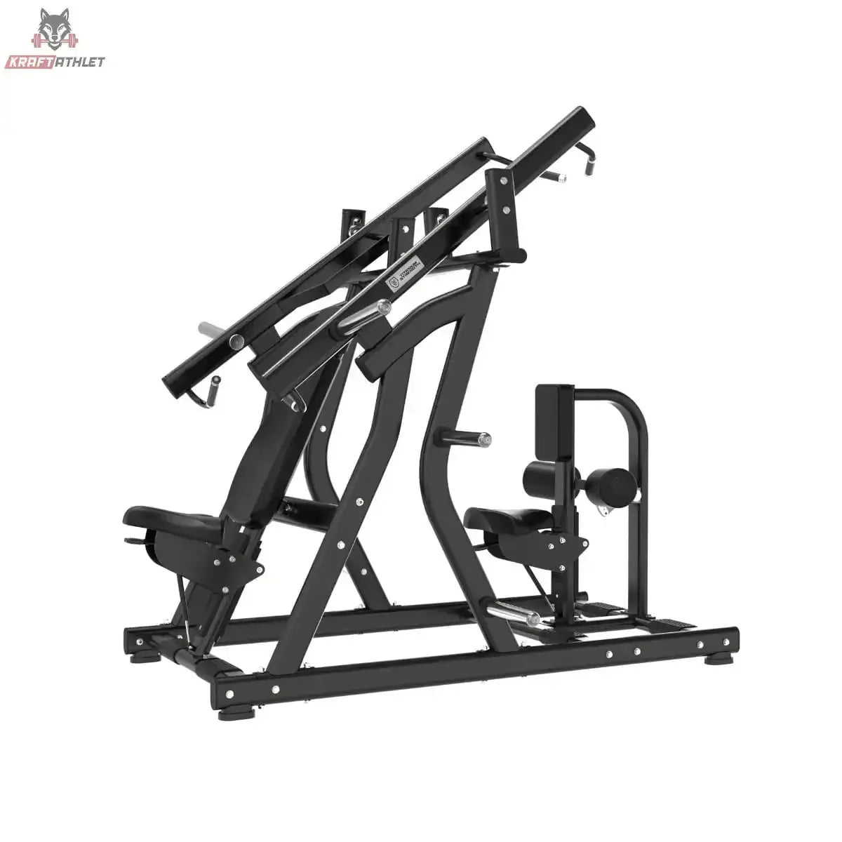 Titanium Strength Black Series IsoLateral Brustpresse und Latzug – Seitenansicht mit Kniepolster und Hebelarmen