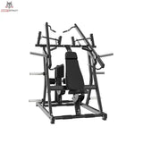 Titanium Strength Black Series IsoLateral Brustpresse und Latzug – Frontansicht mit Sitz und nach oben geführten Hebelarmen