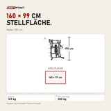 Maßbild Titanium Strength Black Series IsoLaterale Schrägbank-Brustpresse Konvergent: Stellfläche 160 × 99 cm, Höhe 195 cm