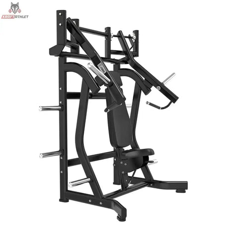 Titanium Strength Black Series IsoLaterale Schrägbank-Brustpresse Konvergent in Seitenschrägansicht mit Hebelarmen