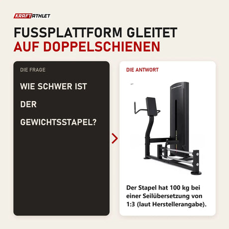 Frage und Antwort zu Titanium Strength Black Series Kickmaschine: Wie schwer ist der Gewichtsstapel?