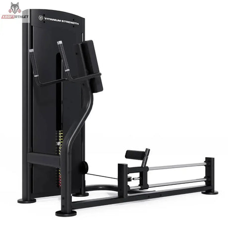 Titanium Strength Black Series Kickmaschine – Schrägansicht von der anderen Seite mit Beinhebel, schwarz
