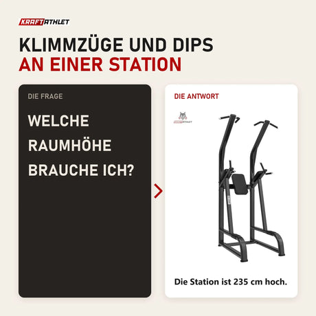 Frage und Antwort zu Titanium Strength Black Series Klimmzug- und Dipstation: Welche Raumhöhe brauche ich?