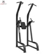 Titanium Strength Black Series Klimmzug- und Dipstation: Schrägansicht von vorne in Schwarz mit gepolsterter Rückenlehne und Klimmzuggriffen