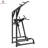 Titanium Strength Black Series Klimmzug- und Dipstation: Seitenansicht in Schwarz mit hohen Holmen und Klimmzuggriffen oben