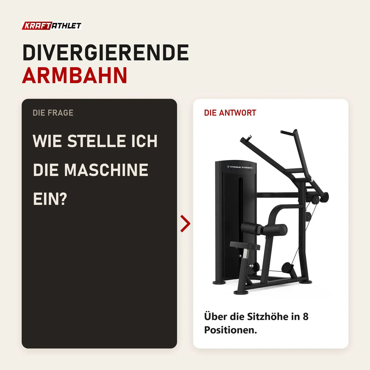 Frage und Antwort zu Titanium Strength Black Series Lat Pulldown: Wie stelle ich die Maschine ein?