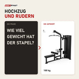 Frage und Antwort zu Titanium Strength Black Series Latzug und Rudergerät: Wie viel Gewicht hat der Stapel?