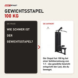 Frage und Antwort zu Titanium Strength Black Series Latzugmaschine: Wie schwer ist der Gewichtsstapel?