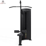 Titanium Strength Black Series Latzugmaschine – Vorderansicht mit Latzugstange und Beinpolster, schwarz