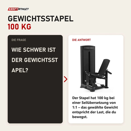 Frage und Antwort zu Titanium Strength Black Series Leg Extension: Wie schwer ist der Gewichtsstapel?