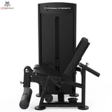 Titanium Strength Black Series Leg Extension: Schrägansicht von links mit Beinrollen, in Schwarz