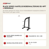 Titanium Strength Black Series Hantelscheibenhalterung BS-WPT mit 4 Merkmalen: Black-Series-Rahmen aus Ovalrohr, Ovalrohr 50 × 100 × 3 mm, Maximale Belastung 400 kg, 76 × 63 × 114 cm