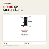 Maßbild Titanium Strength Black Series Multi Hip: Stellfläche 88 × 103 cm, Höhe 162 cm