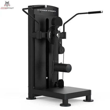 Titanium Strength Black Series Multi Hip: Schrägansicht von rechts mit Beinpolster und Standplattform, in Schwarz
