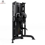 Titanium Strength Black Series Selectorisierte Multiflight – Schrägansicht mit zwei Seilzugrollen und Gewichtsstapeln