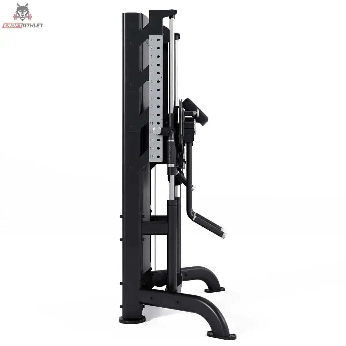 Titanium Strength Black Series Selectorisierte Multiflight – Seitenansicht mit Seilzugarm und Gewichtsturm