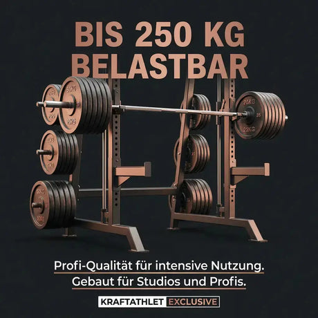 Titanium Strength Black Series Multipower Smith-Maschine, Grafik mit beladener Stange und Angabe zur Belastbarkeit