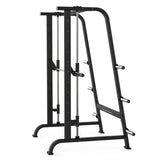 Titanium Strength Black Series Multipower Smith-Maschine in Schwarz, Seitenansicht mit Führungsrohren und Standfüßen