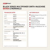Technische Daten und Merkmale von Titanium Strength Black Series Multipower Smith-Maschine als Tabelle