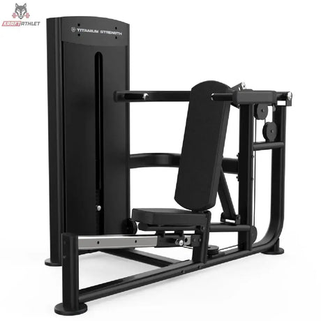 Titanium Strength Black Series Multipress 3 Funktionen: Schrägansicht mit Rückenlehne, Griffen und Fußstütze, in Schwarz